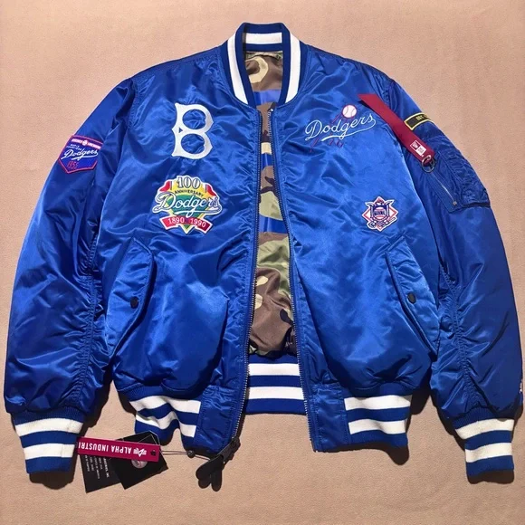 NWT Alpha Industries x New Era Brooklyn Dodgers bomber jacket - Picture 2 of 13
